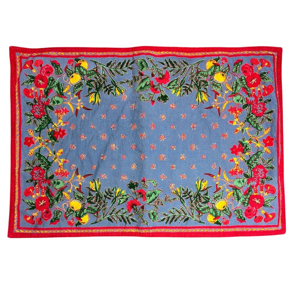 Vintage set Williams Sonoma French Country placemats 4 provincial red blue 19”